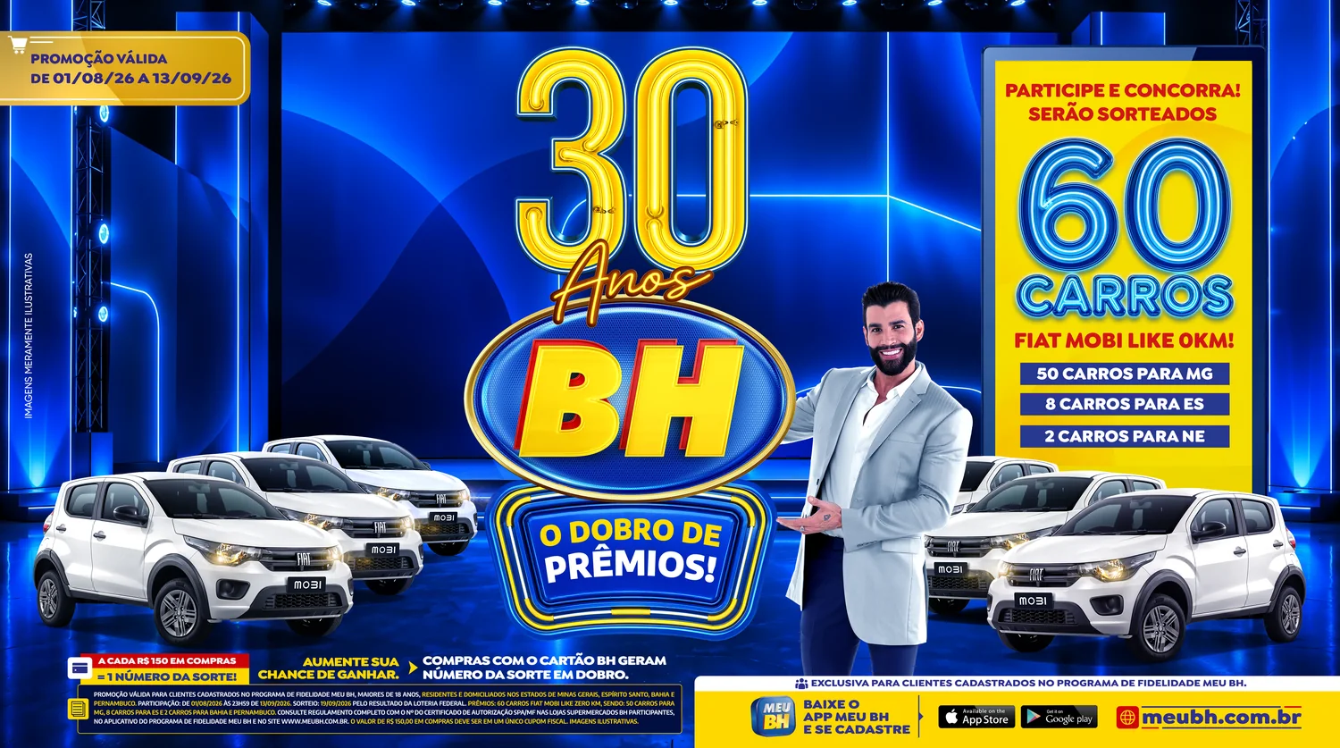 Key visual dos 30 anos do Supermercados BH